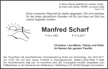 Anzeige von Manfred Scharf von MGO