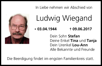 Anzeige von Ludwig Wiegand von MGO