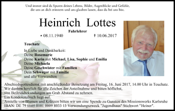 Anzeige von Heinrich Lottes von MGO