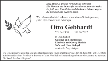 Anzeige von Otto Gebhardt von MGO
