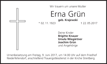 Anzeige von Erna Grün von MGO