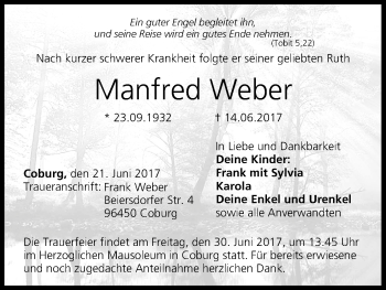 Anzeige von Manfred Weber von MGO