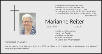 Anzeige von Marianne Reiter von MGO