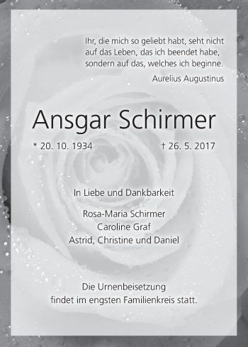 Anzeige von Ansgar Schirmer von MGO