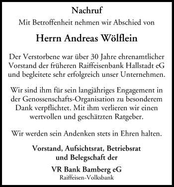 Anzeige von Andreas Wölflein von MGO