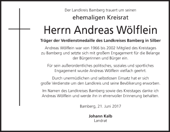 Anzeige von Andreas Wölflein von MGO