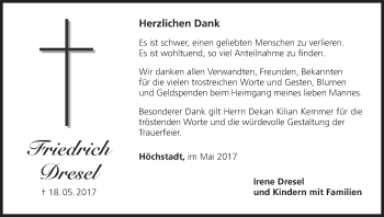 Anzeige von Friedrich Dresel von MGO