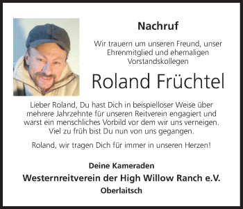 Anzeige von Roland Früchtel von MGO