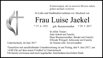 Anzeige von Luise Jaekel von MGO