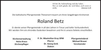 Anzeige von Roland Betz von MGO