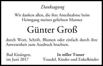Anzeige von Günter Groß von MGO