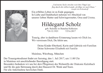 Anzeige von Hildegard Scholz von MGO
