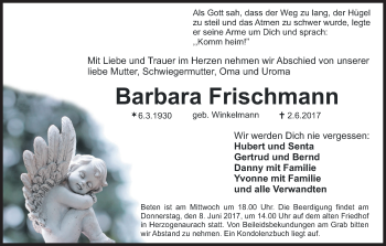 Anzeige von Barbara Frischmann von MGO