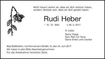 Anzeige von Rudi Heber von MGO