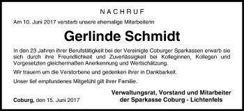 Anzeige von Gerlinde Schmidt von MGO