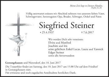 Anzeige von Siegfried Steiner von MGO