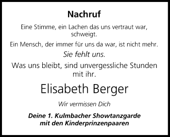 Anzeige von Elisabeth Berger von MGO