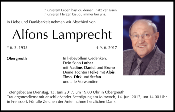 Anzeige von Alfons Lamprecht von MGO