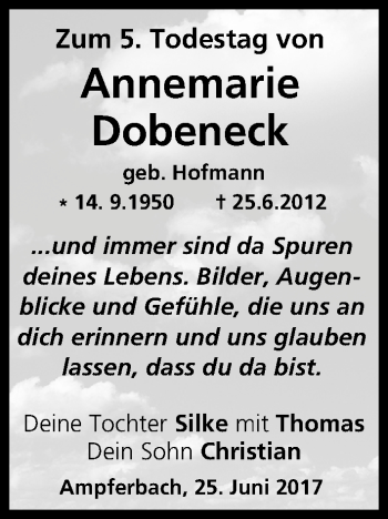 Anzeige von Annemarie Dobeneck von MGO