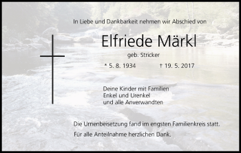 Anzeige von Elfriede Märkl von MGO