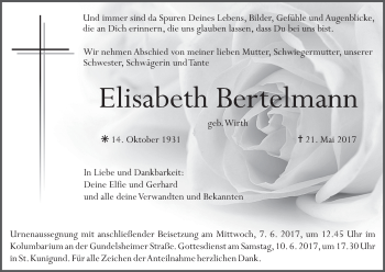 Anzeige von Elisabeth Bertelmann von MGO