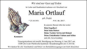 Anzeige von Maria Ortlauf von MGO