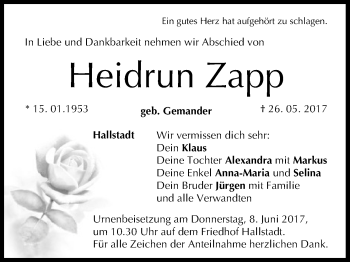 Anzeige von Heidrun Zapp von MGO