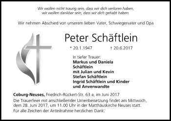 Anzeige von Peter Schäftlein von MGO
