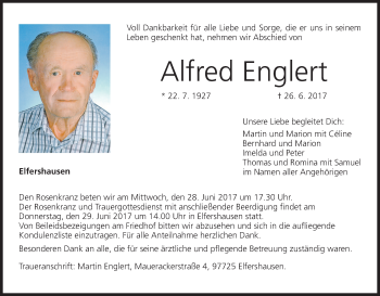Anzeige von Alfred Englert von MGO