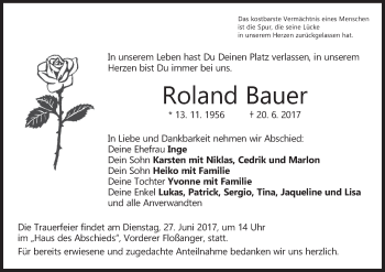 Anzeige von Roland Bauer von MGO