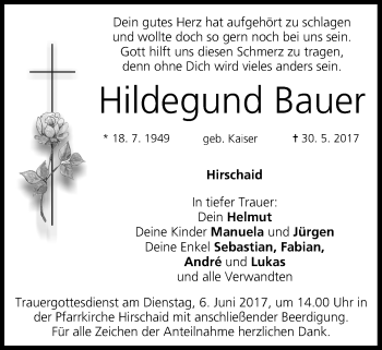 Anzeige von Hildegund Bauer von MGO