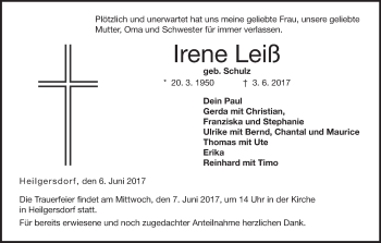 Anzeige von Irene Leiß von MGO