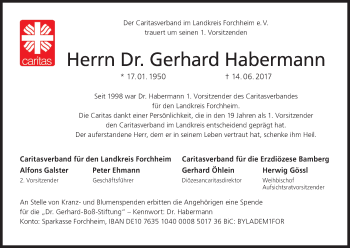 Anzeige von Gerhard Habermann von MGO