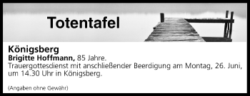 Anzeige von Totentafel vom 24.06.2017 von MGO