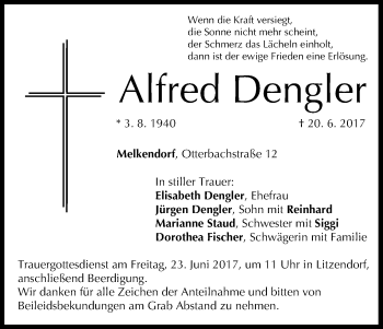 Anzeige von Alfred Dengler von MGO
