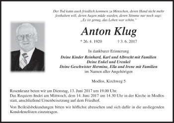Anzeige von Anton Klug von MGO