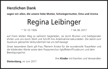 Anzeige von Regina Leibinger von MGO