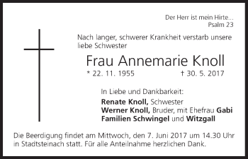 Anzeige von Annemarie Knoll von MGO