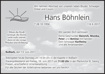 Anzeige von Hans Böhnlein von MGO