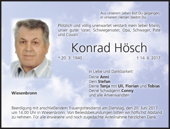 Anzeige von Konrad Hösch von MGO