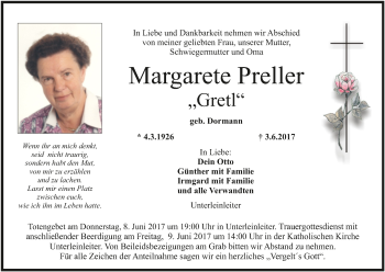 Anzeige von Margarete Preller von MGO