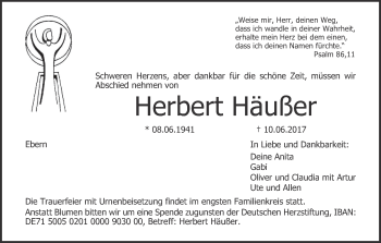 Anzeige von Herbert Häußer von MGO