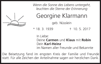 Anzeige von Georgine Klarmann von MGO