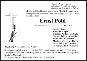 Anzeige von Ernst Pohl von MGO