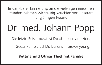 Anzeige von Johann Popp von MGO