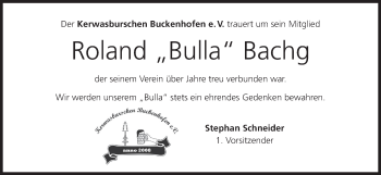 Anzeige von Roland Bachg von MGO