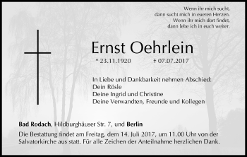Anzeige von Ernst Oehrlein von MGO