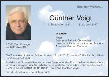 Anzeige von Günther Voigt von MGO