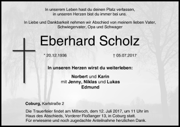 Anzeige von Eberhard Scholz von MGO