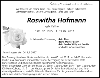 Anzeige von Roswitha Hofmann von MGO